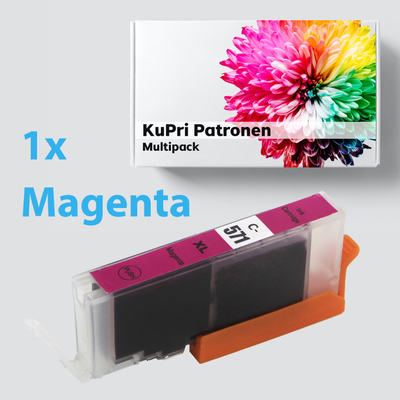 KuPri XXL Druckerpatrone für Canon Pixma MG7751 CLI571M Rot Magenta