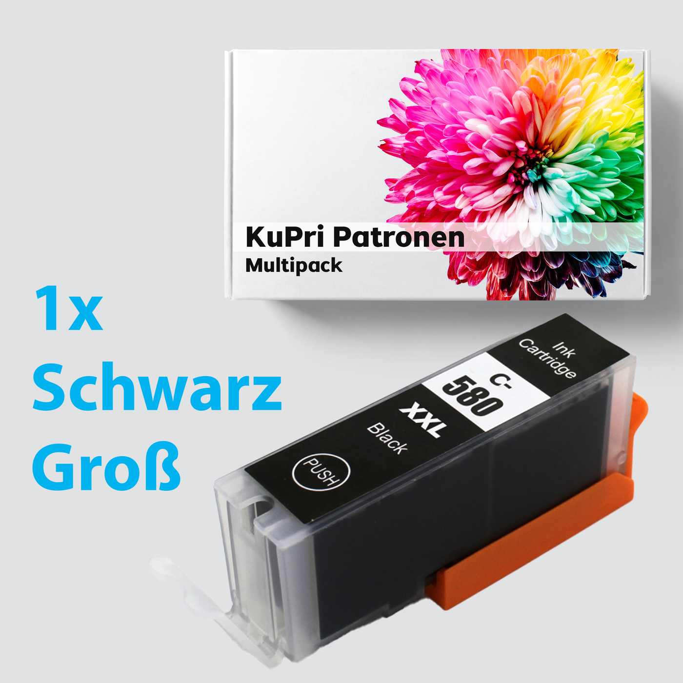 KuPri XXL Druckerpatrone für Canon Pixma TS6300 Serie PGI580 Black Schwarz Dick