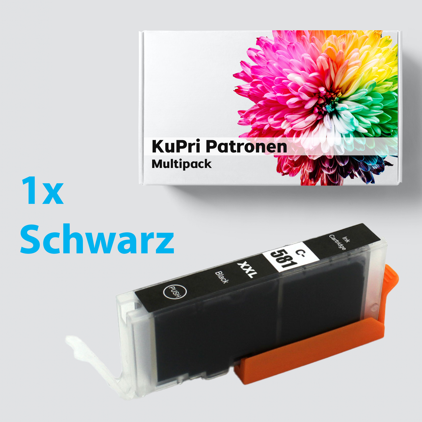 KuPri XXL Druckerpatrone für Canon Pixma TR7520 CLI581BK Black Schwarz Dünn