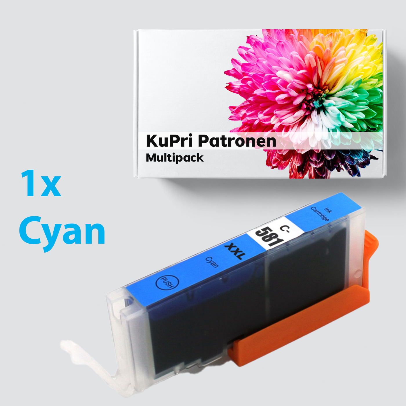 KuPri XXL Druckerpatrone für Canon Pixma TS8120 CLI581C Blau Cyan