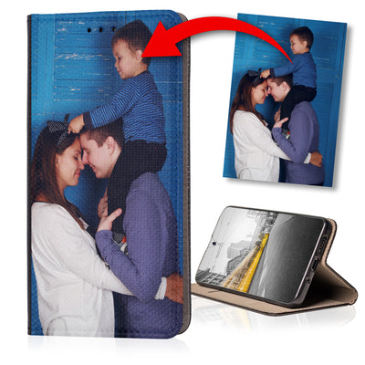 Handyhülle für Samsung Galaxy A70 personalisierte Hülle mit eigenem Bild Motiv Design Smart Magnet Klapphülle
