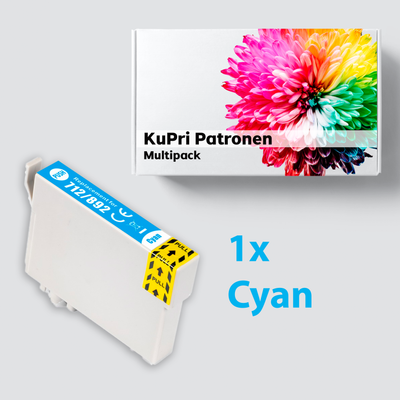KuPri XXL Druckerpatrone für Epson Stylus Office BX610FW kompatbel zu T0712 Cyan Blau