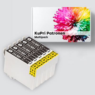 5 Stück KuPri XXL Druckerpatronen für Epson Stylus DX6050 kompatiblel zu T0711 Black Schwarz