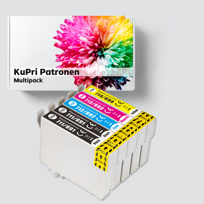 5er Set KuPri XXL Druckerpatronen für Epson Stylus Office BX600FW 2x BK je 1x C,M,Y T0711 - T0714