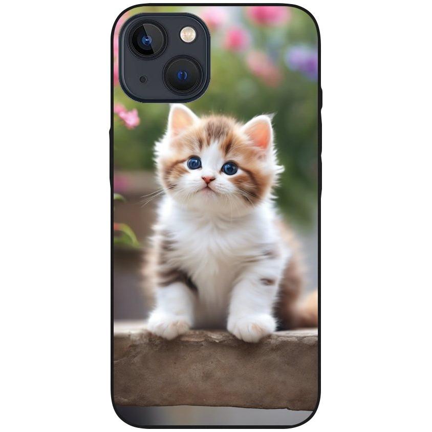 Hülle iPhone 13 - Silikonhülle schwarz mit Motiv 10 süßes Kätzchen - personalisierbar