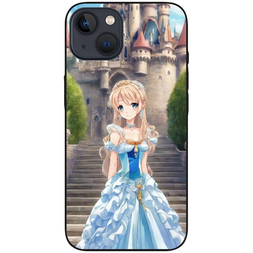 Hülle iPhone 13 - Silikonhülle schwarz mit Motiv 9 Cartoon Prinzessin - personalisierbar