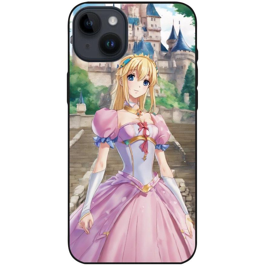Hülle iPhone 14 Plus - Silikonhülle schwarz mit Motiv 50 Anime Prinzessin - personalisierbar