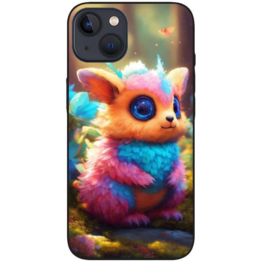 Hülle iPhone 13 - Silikonhülle schwarz mit Motiv 29 buntes animiertes Tierchen - personalisierbar