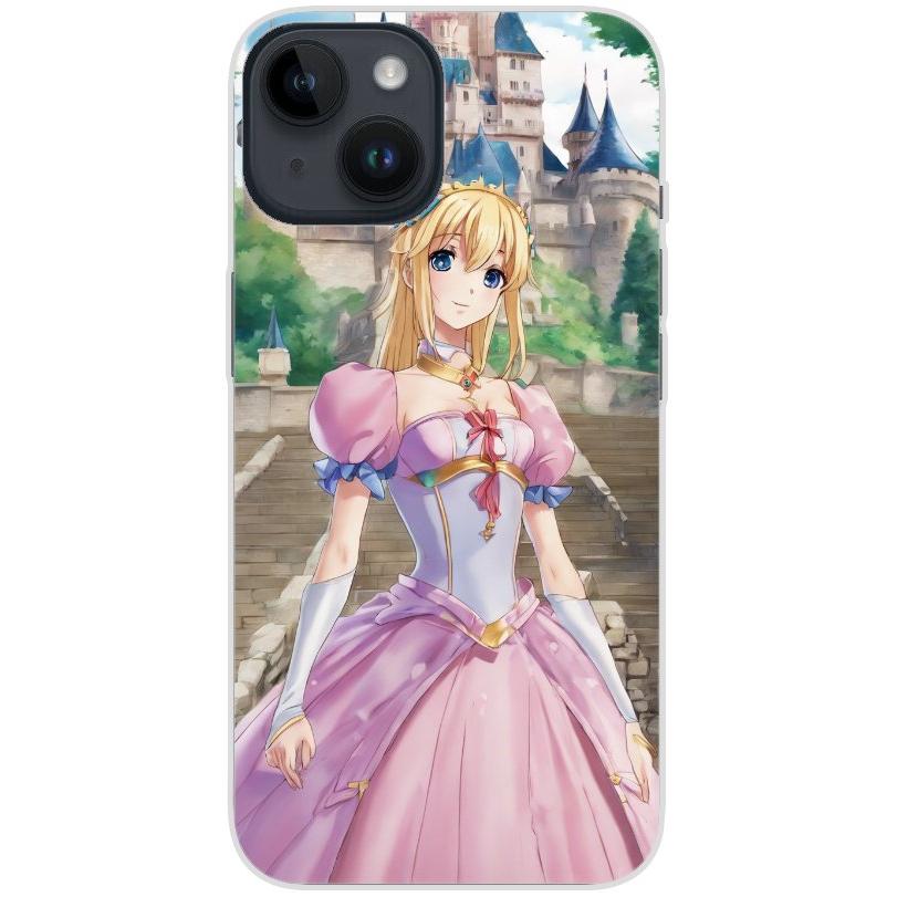 Handyhülle iPhone 14 aus transparentem Silikon mit Motiv 50 Anime Prinzessin - personalisierbar