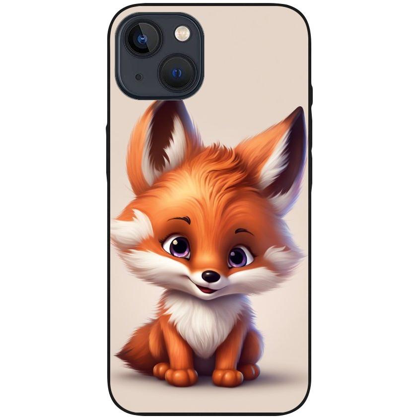 Hülle iPhone 13 - Silikonhülle schwarz mit Motiv 11 Baby Fuchs animiert - personalisierbar