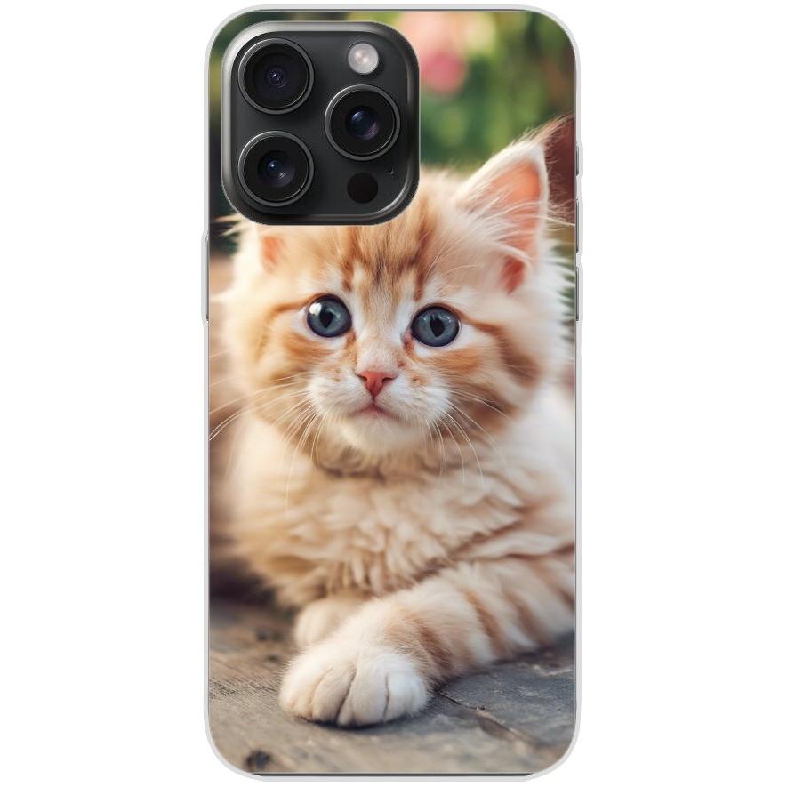Handyhülle iPhone 15 Pro Max aus transparentem Silikon mit Motiv 48 Kätzchen - personalisierbar