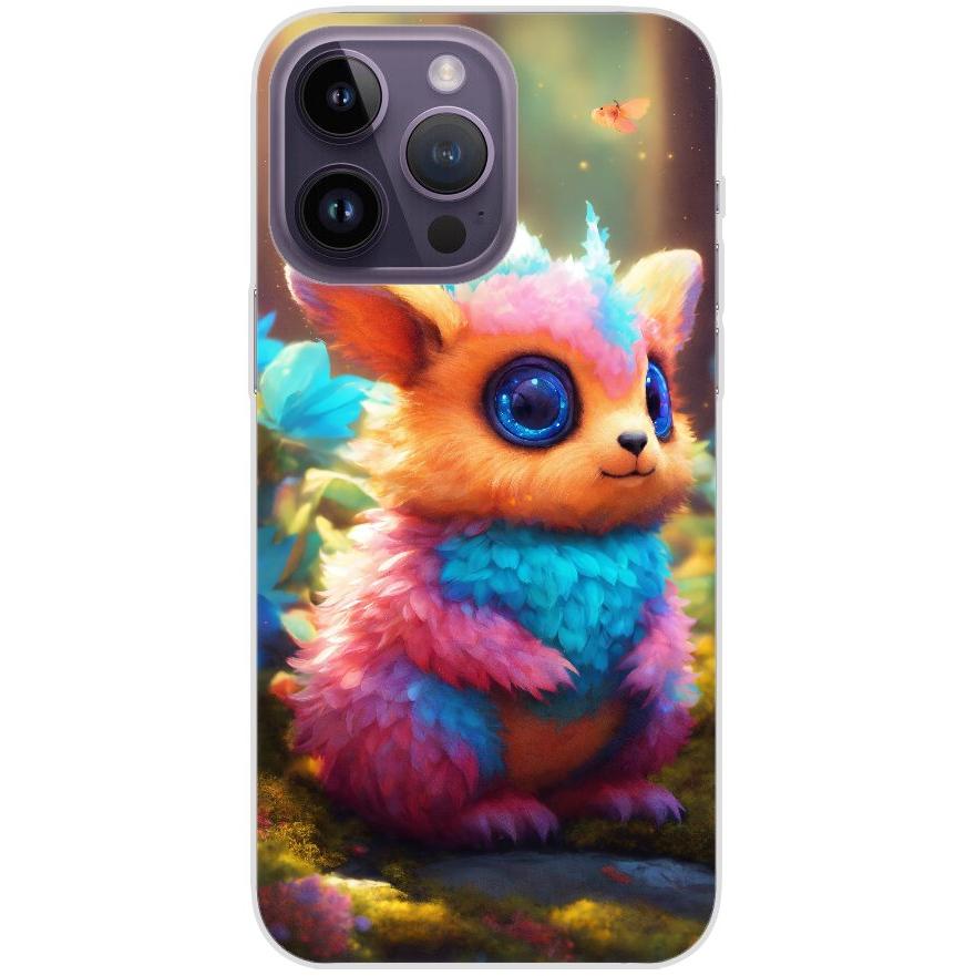 Handyhülle iPhone 14 Pro Max aus transparentem Silikon 29 buntes animiertes Tierchen - personalisierbar