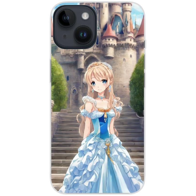 Handyhülle iPhone 14 aus transparentem Silikon mit Motiv 9 Cartoon Prinzessin - personalisierbar