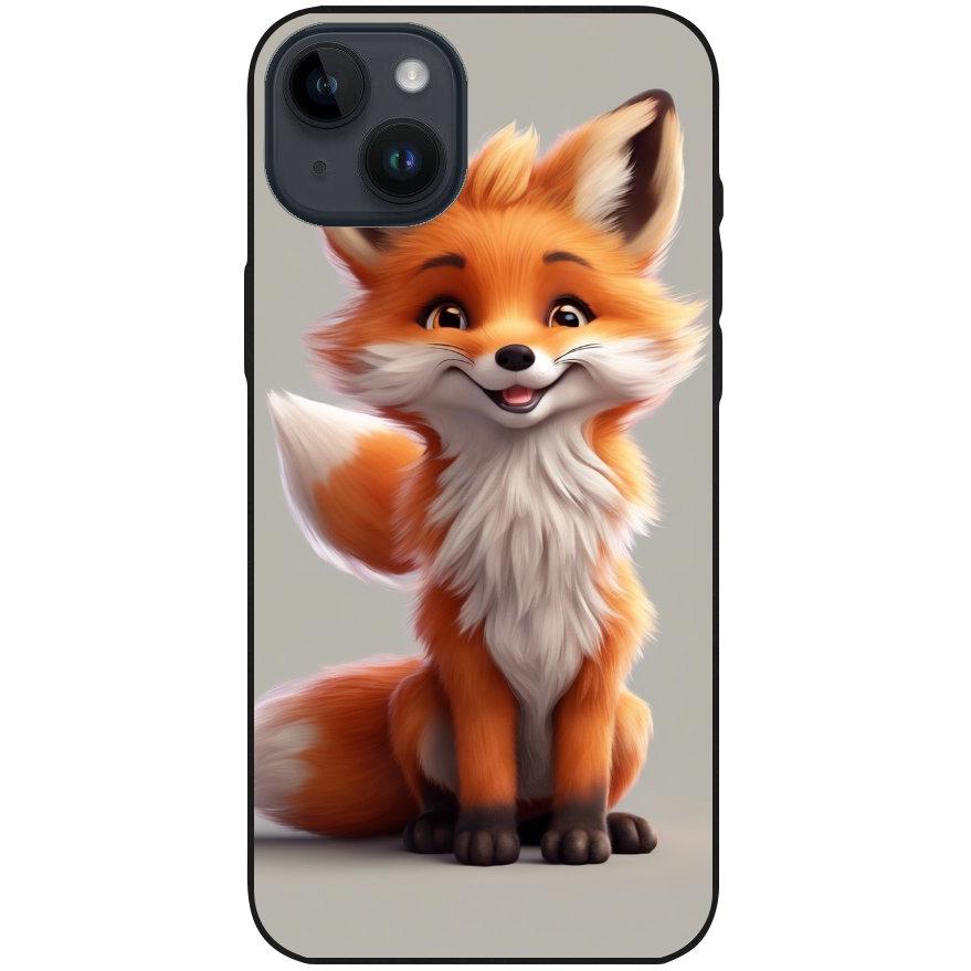 Hülle iPhone 14 Plus - Silikonhülle schwarz mit Motiv 6 Fuchs animiert - personalisierbar