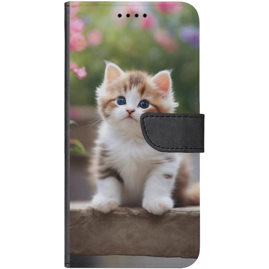 iPhone 13 Handyhülle aus Kunstleder mit Lasche Motiv 10 süßes Kätzchen - personalisierbar