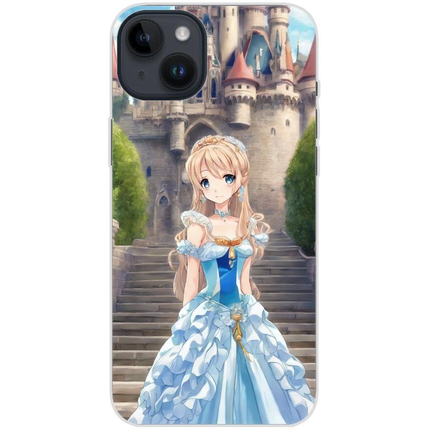 Handyhülle iPhone 14 Plus aus transparentem Silikon mit Motiv 9 Cartoon Prinzessin - personalisierbar