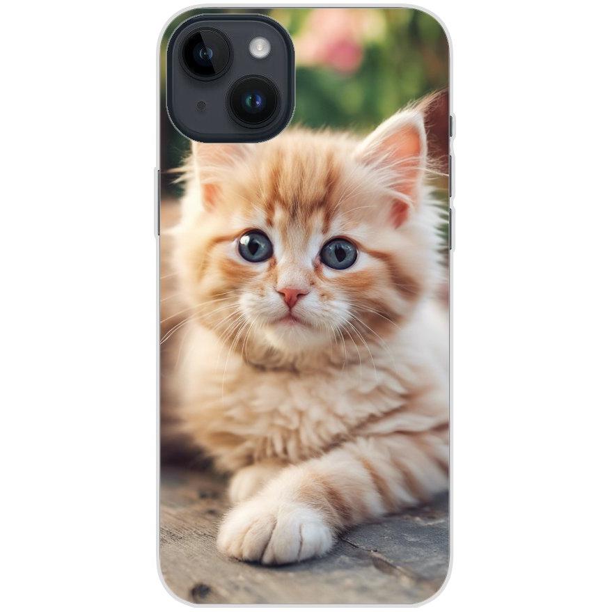 Handyhülle iPhone 14 Plus aus transparentem Silikon mit Motiv 48 Kätzchen - personalisierbar