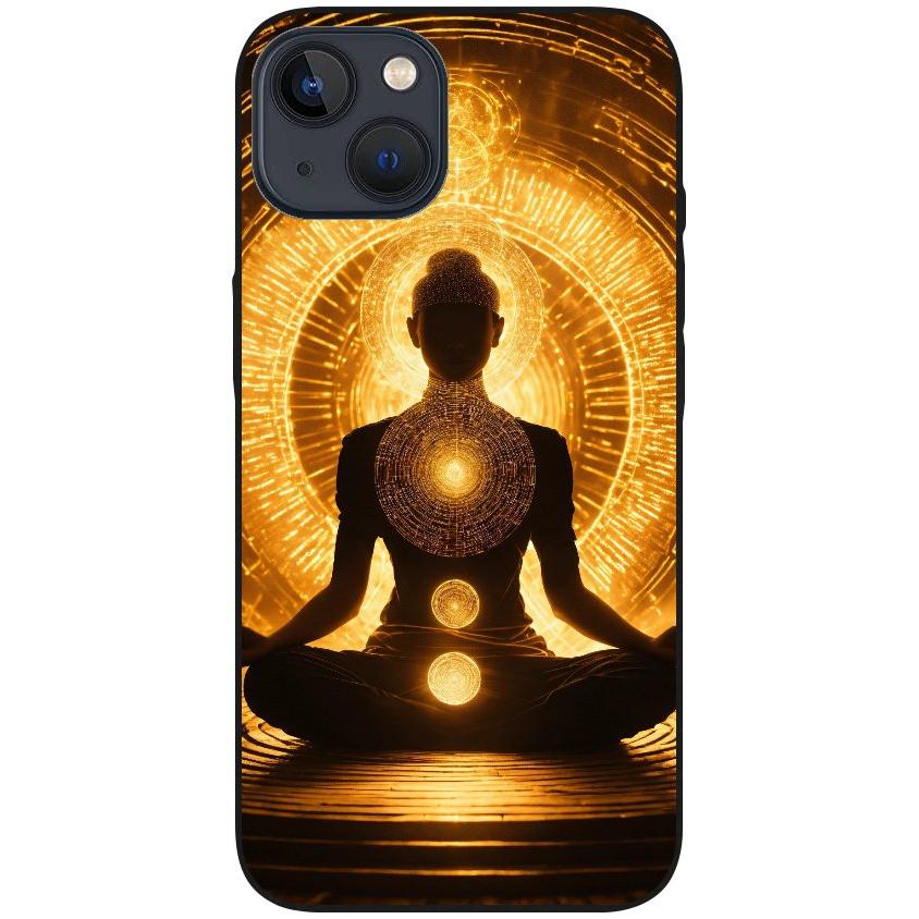 Hülle iPhone 13 - Silikonhülle schwarz mit Motiv 32 Meditation - personalisierbar